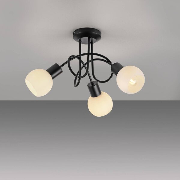 JUST LIGHT. GmbH Loki mennyezeti lámpa, 3 lámpás, kerek, fekete, vas, Fekete, Nappali / Étkező, fém