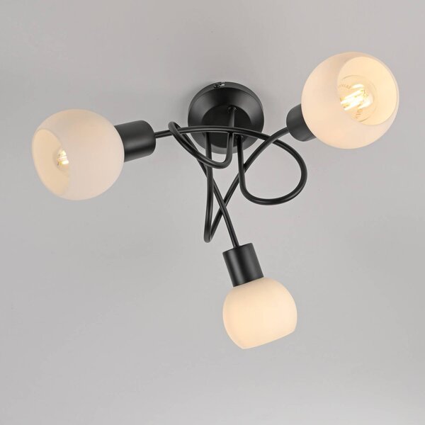 JUST LIGHT. GmbH Loki mennyezeti lámpa, 3 lámpás, kerek, fekete, vas, Fekete, Nappali / Étkező, fém