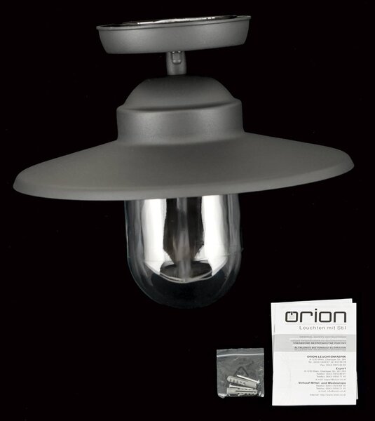 ORION Edward kültéri mennyezeti lámpa, antracit, Ø 27,5 cm, alumínium, dimmelhető, Fekete, Alumínium, Antik