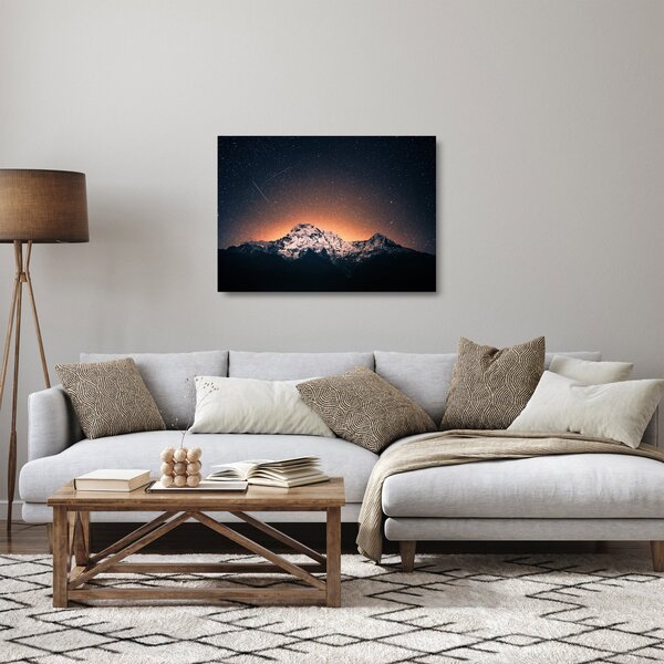 A csillagos ég, a hegyekkel képe (üvegen) (70x50 cm)