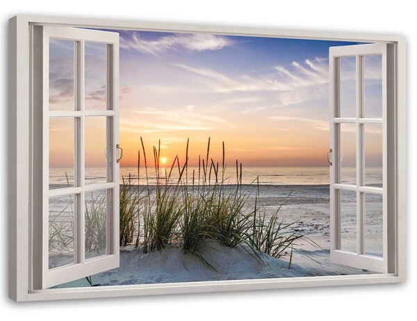 Gario Vászonkép Ablak a tengerpartra nézo ablak Méret: 60 x 40 cm