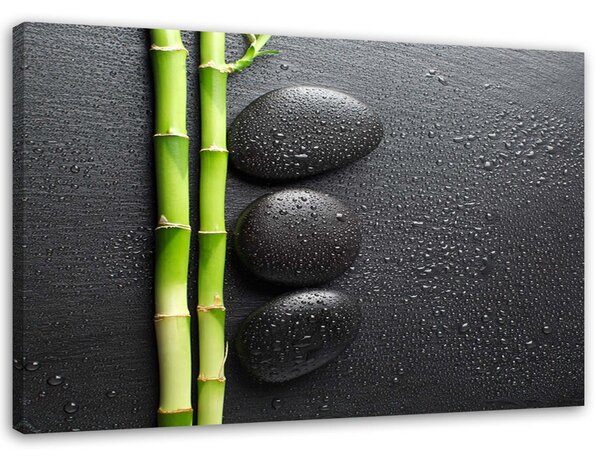 Gario Vászonkép Bambusz és zen kövek fekete háttéren Méret: 60 x 40 cm