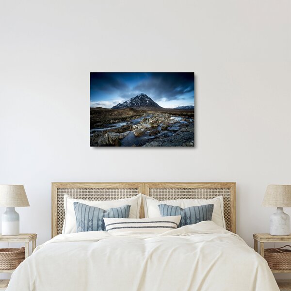 Hegy és a folyó képe (üvegen) (70x50 cm)