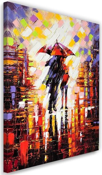 Gario Vászonkép Pár az esoben egy esernyo alatt Méret: 40 x 60 cm