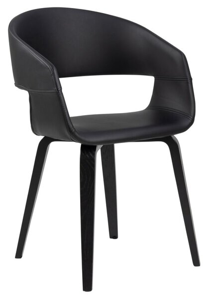 Nova design karfás szék, fekete textilbőr