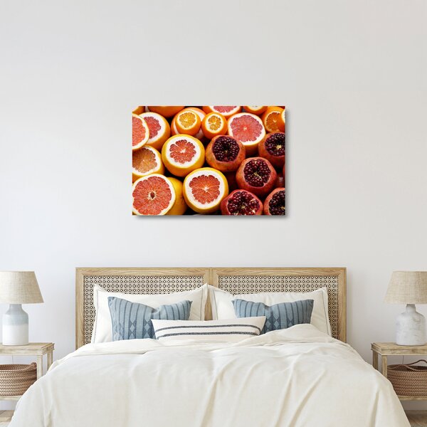 Narancsok és gránátalmák képe (üvegen) (70x50 cm)