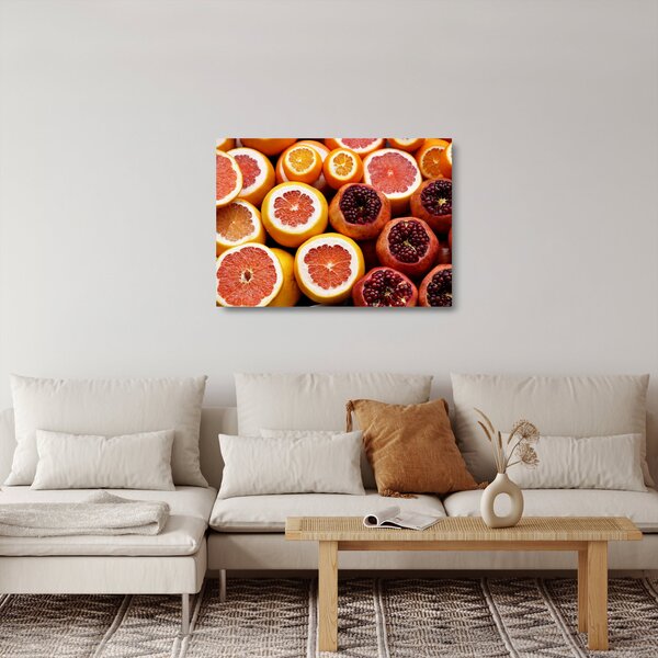 Narancsok és gránátalmák képe (üvegen) (70x50 cm)