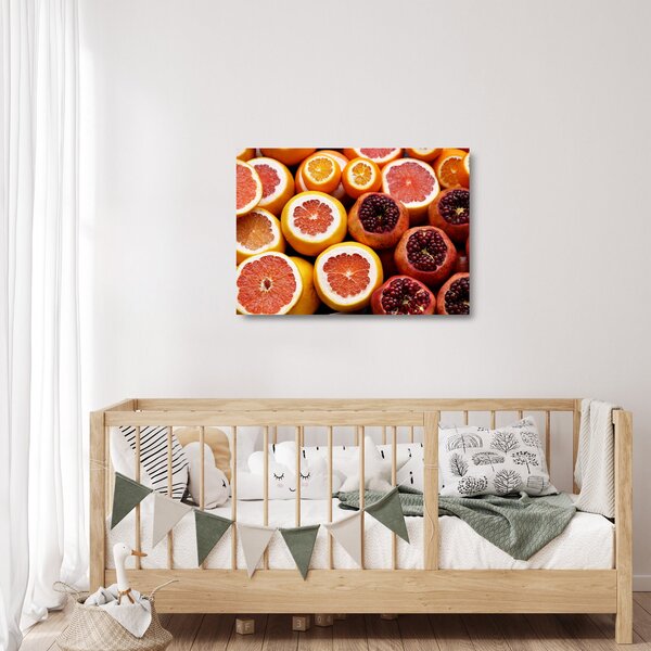 Narancsok és gránátalmák képe (üvegen) (70x50 cm)