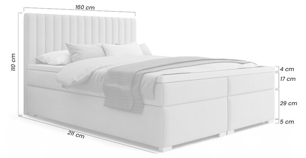 Solani kontinentális ágy 160x200 tárolóval - bézs Castel 15 bársony