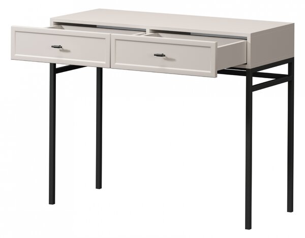 Lorini konzolasztal 100 cm fiókokkal - kasmír / fekete T-bar fogantyúk / fém váz
