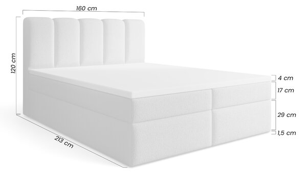 Tenor kontinentális ágy 160x200 tárolóval - bézs bouclé Quelle 03