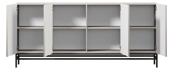 Lorini négyajtós komód 200 cm - kasmír / fekete T-bar fogantyúk / fém lábak