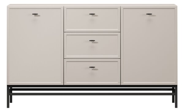 Lorini komód 150 cm - kasmír / fekete T-bar fogantyúk / fém lábak