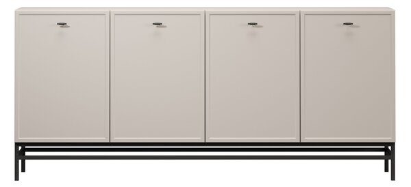 Lorini négyajtós komód 200 cm - kasmír / fekete T-bar fogantyúk / fém lábak