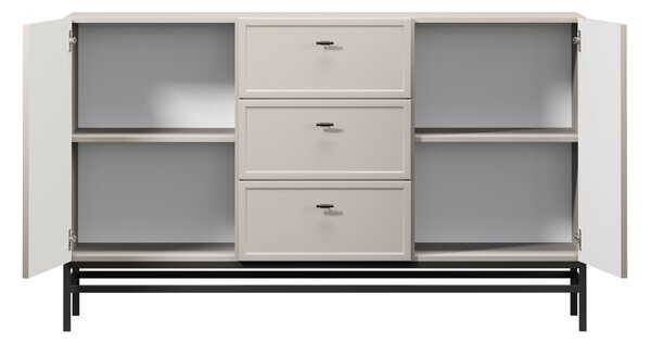 Lorini komód 150 cm - kasmír / fekete T-bar fogantyúk / fém lábak