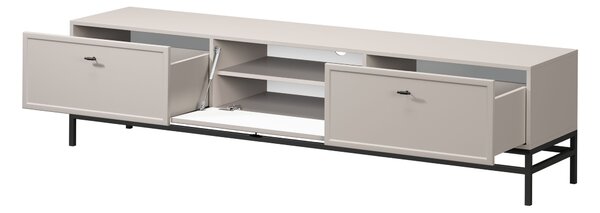 Lorini TV-szekrény 200 cm fiókokkal - kasmír / fekete T-bar fogantyúk / fekete váz
