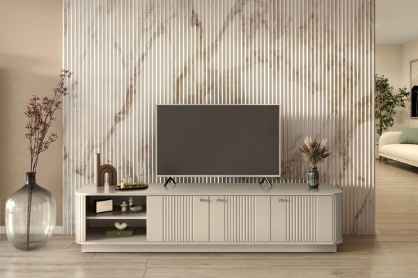 Vesper nappali TV szekrény 187 cm lábazattal - kasmír / arany fogantyú