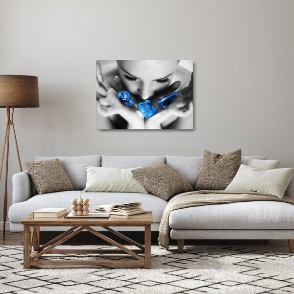 Egy nő portréja kövekkel (üvegen) (70x50 cm)