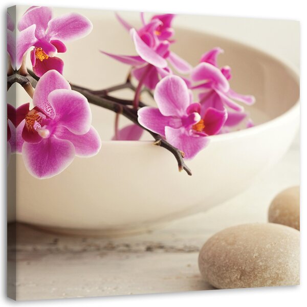 Kép Rózsaszín orchideák egy tálban Méret: 40 x 40 cm, Kivitelezés: Vászonkép