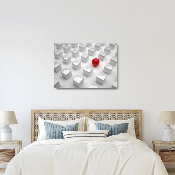 Absztrakciós kép - kocka gömbökkel (üvegen) (70x50 cm)