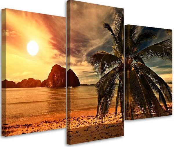 Gario Vászonkép Trópusi strand - 3 részes Méret: 60 x 40 cm
