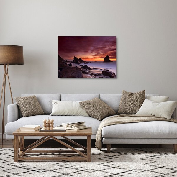 Naplemente a tengerparton képe (üvegen) (70x50 cm)