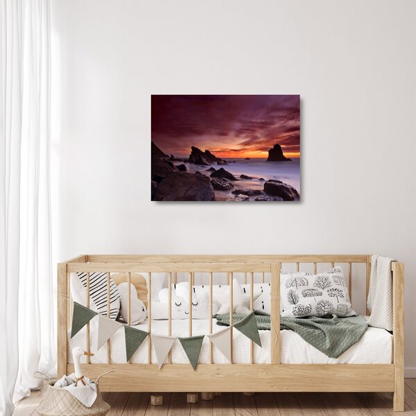 Naplemente a tengerparton képe (üvegen) (70x50 cm)
