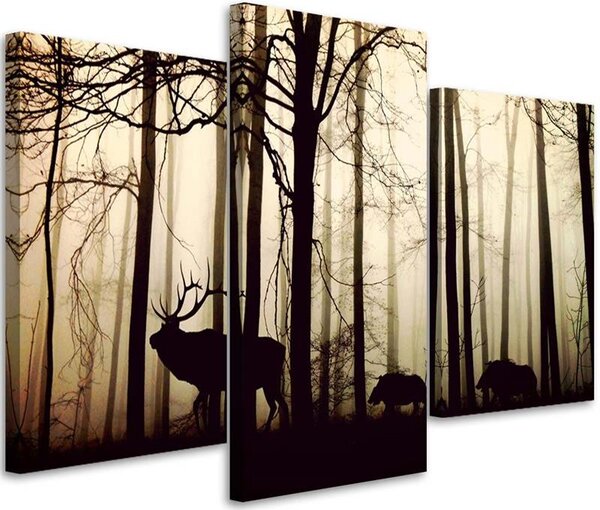 Gario Vászonkép Erdei állatok - 3 részes Méret: 60 x 40 cm