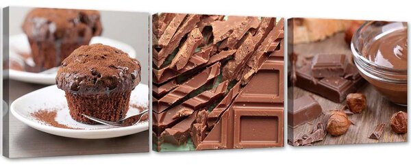 Gario Vászonképek készlet Édes csokoládé - 3 részes Méret: 90 x 30 cm