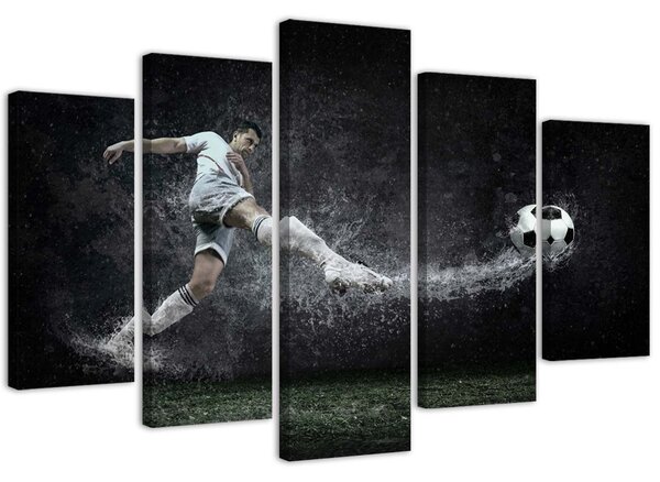 Gario Vászonkép Labdarúgó a nedves gyepen - 5 részes Méret: 100 x 70 cm