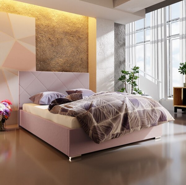 FLEK 5 egyszemélyes ágy tárolóhellyel - 120x200, rózsaszín
