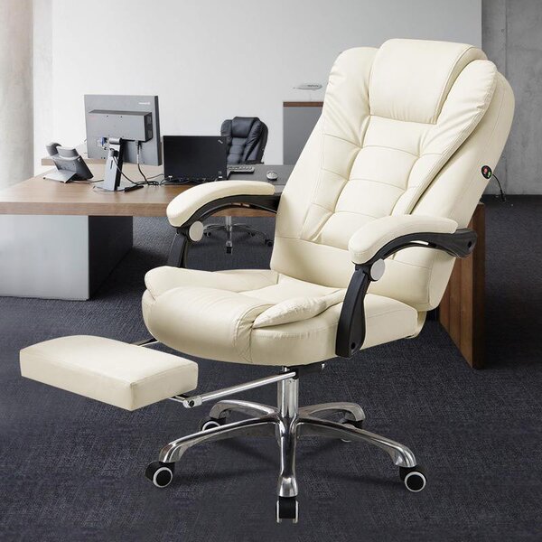 Főnöki irodai szék masszázs funkcióval, lábtartóval - Bézs