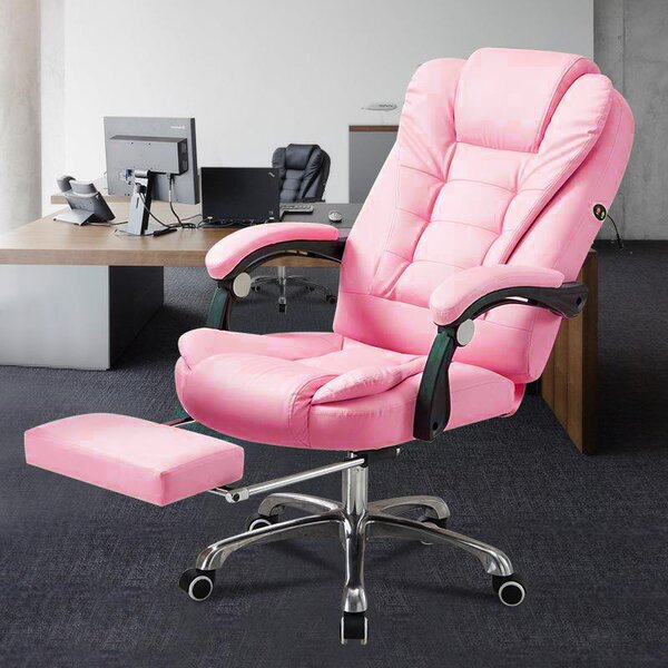 Főnöki irodai szék masszázs funkcióval, lábtartóval - Rózsaszín