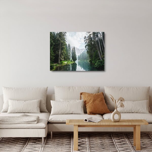 Kép az erdei tóról (üvegen) (70x50 cm)