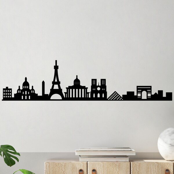 Paris Skyline Fali fém dekoráció 120x29 Fekete