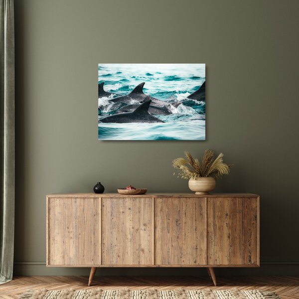 Kép - Delfinek az óceánban (üvegen) (70x50 cm)