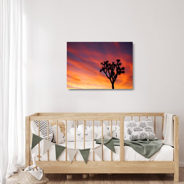 Naplemente egy fa sziluettje felett (üvegen) (70x50 cm)