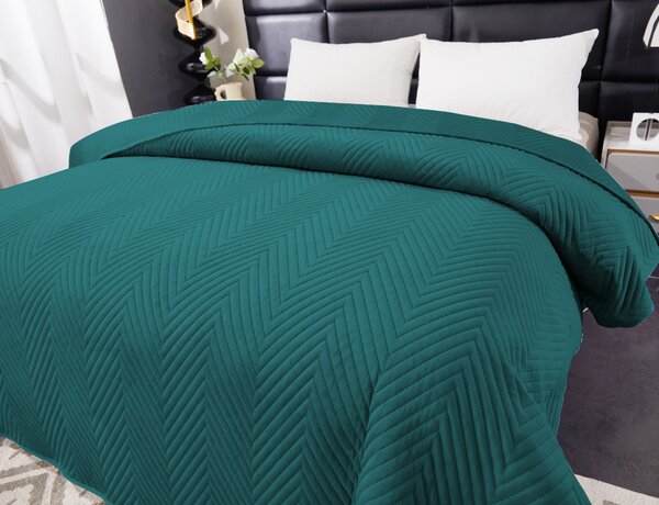 Türkiz bársony ágytakaró ARROW VELVET Méret: 170 x 210 cm