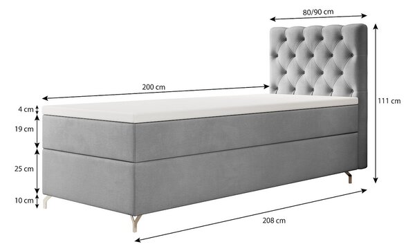 ADRIA kárpitozott ágy 80x200 tárolóhellyel - jobbos, bézs