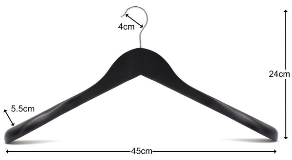 45cm Matt Fekete Széles Vállú Férfi Vállfa