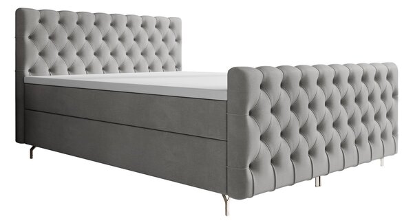ADRIA PLUS kárpitozott ágy 140x200 tárolóhellyel - világosszürke