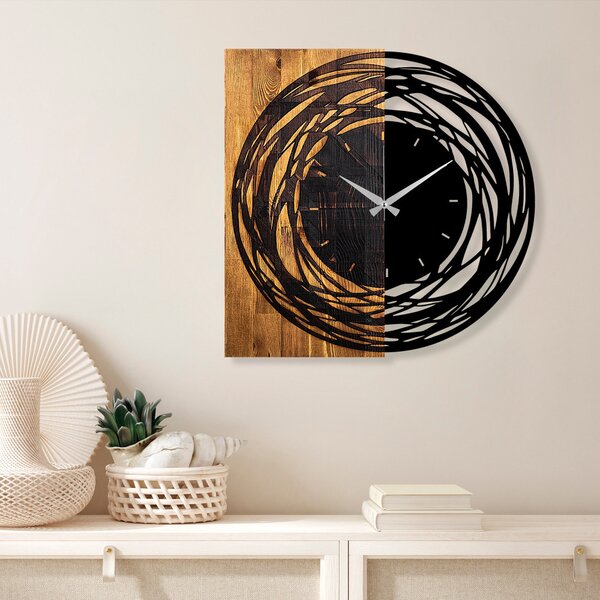 Wooden Clock 39 Dekoratív fa falióra 58x3x58 Dió-Fekete