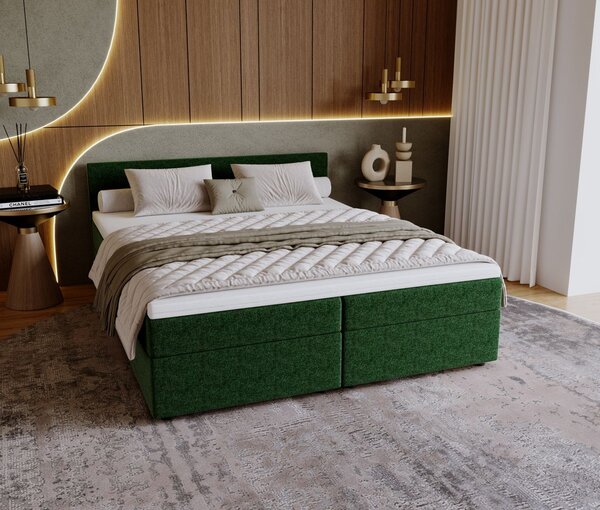 SUVI 1 kárpitozott ágy tárolóhellyel 140x200 - zöld
