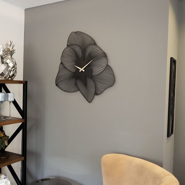 Azalea Metal Wall Clock - APS039 49 - Black Dekoratív fém falióra 49x49 Fekete