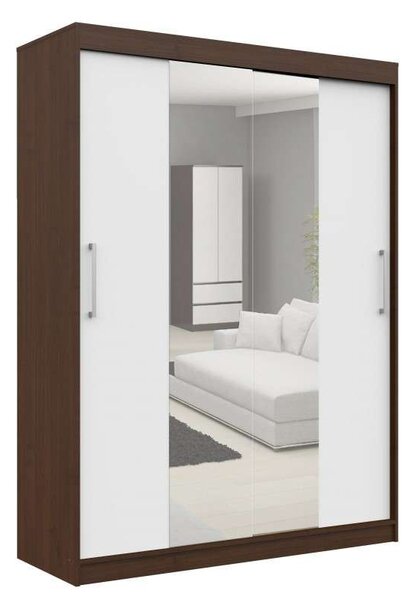 Tolóajtós Szekrény tükörrel P200_150 - wenge-fehér