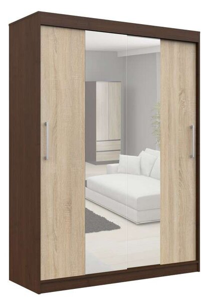 Tolóajtós Szekrény tükörrel P200_150 - wenge-sonoma