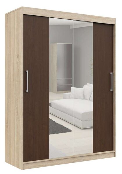 Tolóajtós Szekrény tükörrel P200_150 - sonoma-wenge