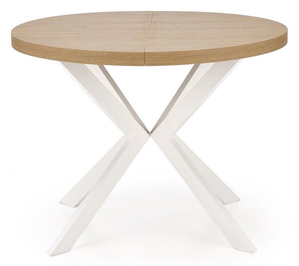 Asztal Houston 1495, Arany tölgy, Fehér, 75cm, Hosszabbíthatóság, Laminált forgácslap, Fém