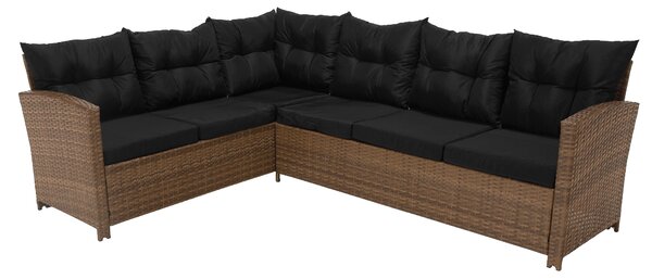 KONDELA Kerti rattan szett, világosbarna/fekete, MADUL