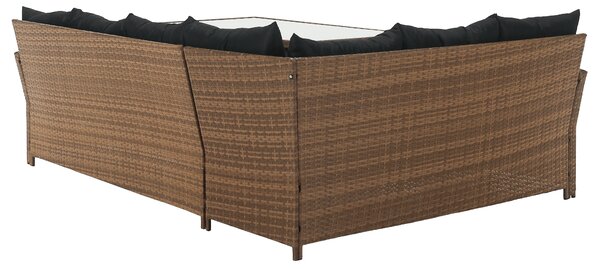 KONDELA Kerti rattan szett, világosbarna/fekete, MADUL